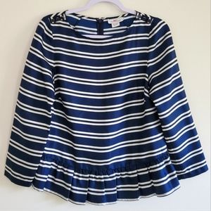Vinyard‎ Vine 100% Silk Navy Striped Marine look Blouse Top 4